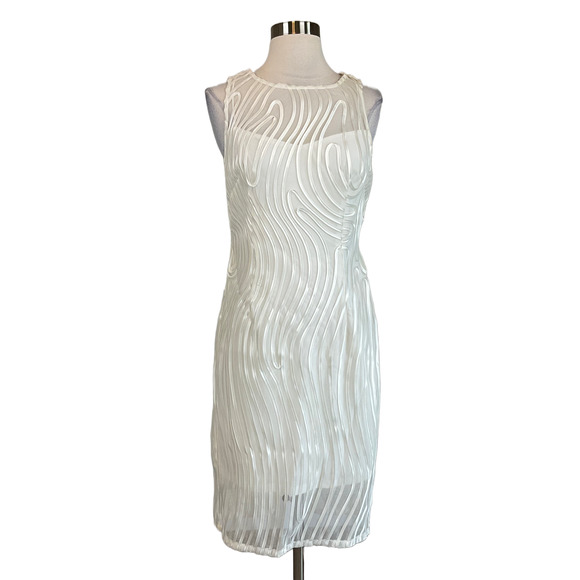 Adrianna Papell Dresses & Skirts - White Embellished Cutout Sheath Cocktail Dress Adrianna Papell Women's Size 6